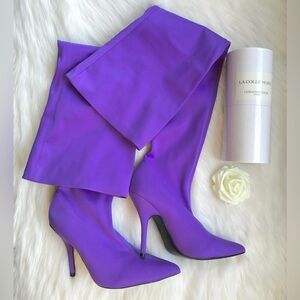 💜B B  Style Purple Over The Knee Silky Boots💜